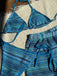 1960er Geschlagen Streifen Halfter Dreieck Bikini-Set