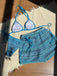 1960er Geschlagen Streifen Halfter Dreieck Bikini-Set