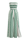 Grüner 60er Trägerloser Jumpsuit mit Streifen und Schlitz