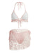 2PCS 1960er Uni Halfter Spitze Bikini-Set & Rüschen Abdeckung Up