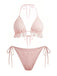 2PCS 1960er Uni Halfter Spitze Bikini-Set & Rüschen Abdeckung Up