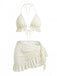 2PCS 1960er Uni Halfter Spitze Bikini-Set & Rüschen Abdeckung Up