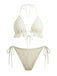 2PCS 1960er Uni Halfter Spitze Bikini-Set & Rüschen Abdeckung Up