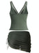 60er Netz-Tankini-Set mit V-Ausschnitt und gerafft