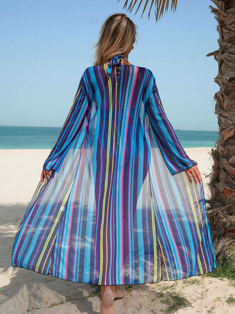 60er Bikini-Set & Shorts & Cover-Up mit Schnürung und Streifen