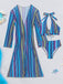 60er Bikini-Set & Shorts & Cover-Up mit Schnürung und Streifen