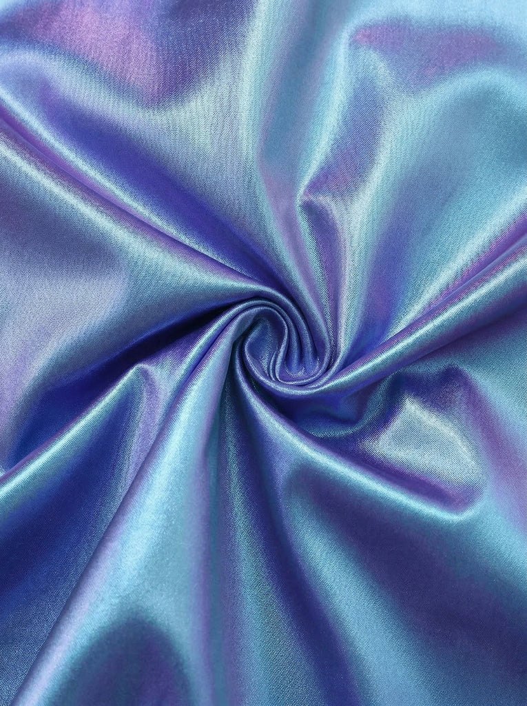 Blaues Minikleid aus Lackleder im Stil der 1970er Jahre mit Spaghettiträgern – Vintage-Kleid, Retro-Mode