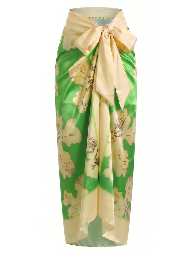 70er Badeanzug & Cover-Up mit One-Shoulder und Blumen