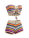 Regenbogenfarbenes, gehäkeltes Bandeau-Bikini-Set aus den 1970er Jahren – Vintage-Mode, Retro-Stil