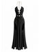 70er Netz-Maxikleid mit Neckholder und Cut-out