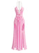 70er Netz-Maxikleid mit Neckholder und Cut-out