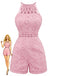 70er Romper mit Neckholder und Blumen