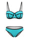 70er Bikini-Set & Shorts mit Spaghettiträger und Farbblock
