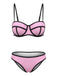 70er Bikini-Set & Shorts mit Spaghettiträger und Farbblock
