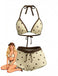 Creme Gelb 1980er Polka Punkt Halfter Bikini-Set