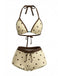 Creme Gelb 1980er Polka Punkt Halfter Bikini-Set