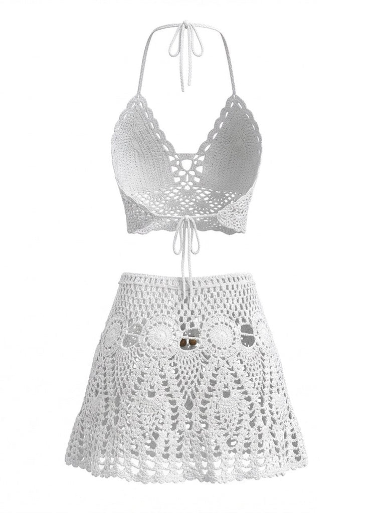 Häkel-Strandkleid aus den 1980er Jahren – Vintage-Mode, Retro-Stil