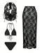 80er Bikini-Set & Cover-Up mit Spitze und 4 Stück
