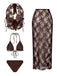 80er Bikini-Set & Cover-Up mit Spitze und 4 Stück