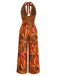 70er Tropen Jumpsuit mit Tiefer V-Ausschnitt und Neckholder