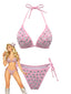 80er Triangel-Bikini-Set mit Strass und Neckholder