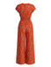 70er Boho Jumpsuit mit Kappärmel und V-Ausschnitt