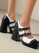 Mary Jane Nieten Quadratisch Zehenbereich Block Absatz Schuhe