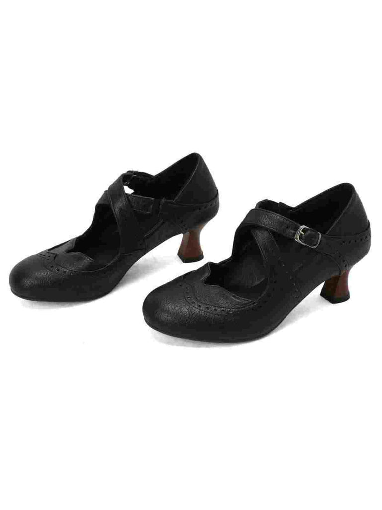 Kreuz-Träger Perforiert Mary Jane Heels