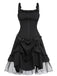 [Übergröße] Gothic Schwarzes 1950er Halloween Mesh Swing Kleid