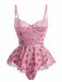 Rosa 1930er Slip Rosen Bogen Spitze Nachtwäsche