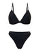1960er Solide Netz Tiefer Ausschnitt Bikini Set & Cover-Up