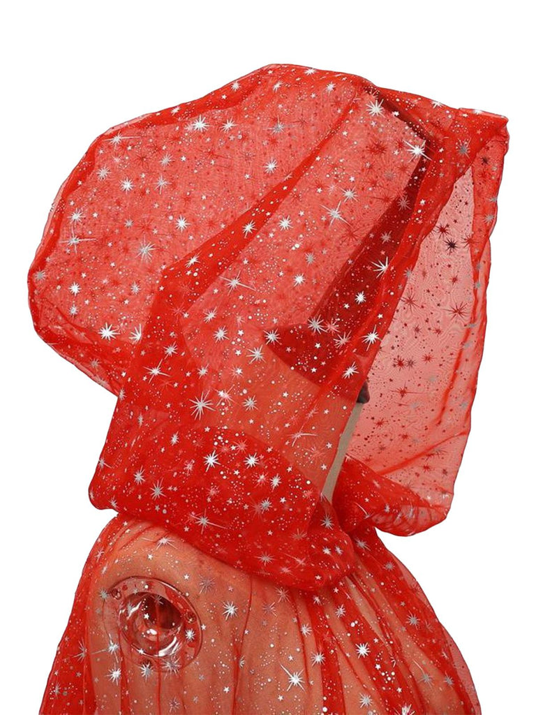 Halloween Gold Foil Hooded Lang Train Cape