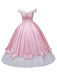 Rosa 1950er Schulterfrei Plissiertes Satin Bogen Prinzessin Kleid