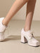 Mary Jane Kariert Quadratisch Zehen Block Absatz Schuhe