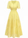 1940er Ösen Spitze V-Ausschnitt Gestuft Maxi Kleid
