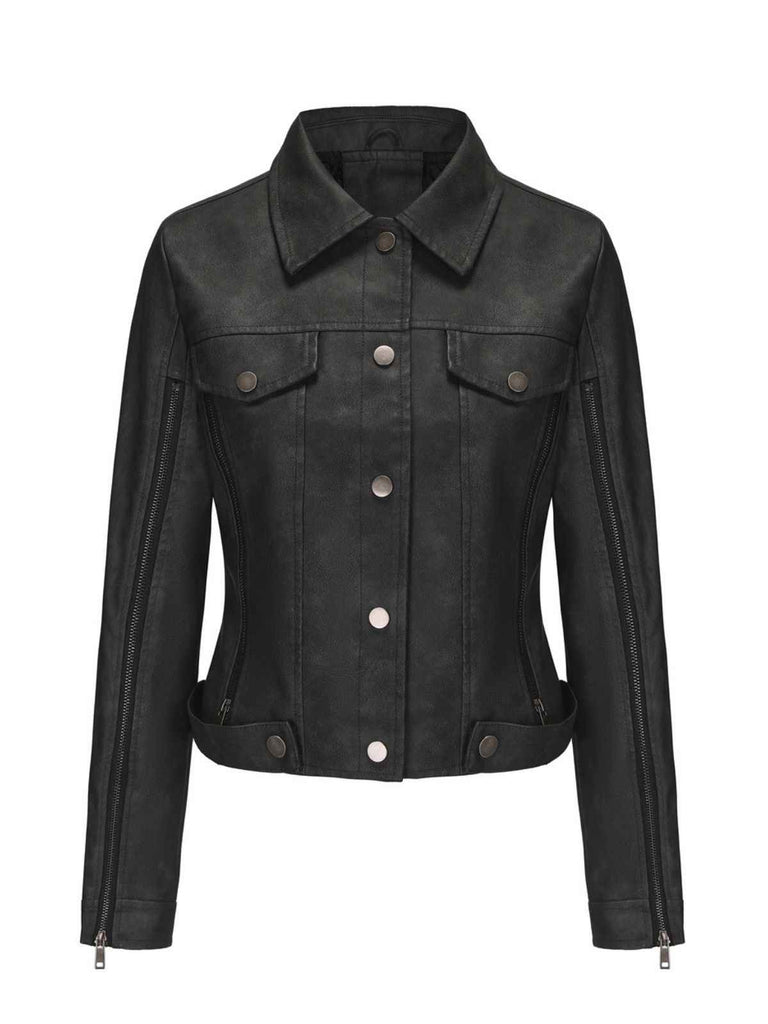 1960s Leder Multi-Zip Moto Jacke