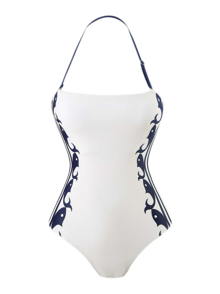 1940er Halter Bademode & Sailor-Streifen Shorts Set