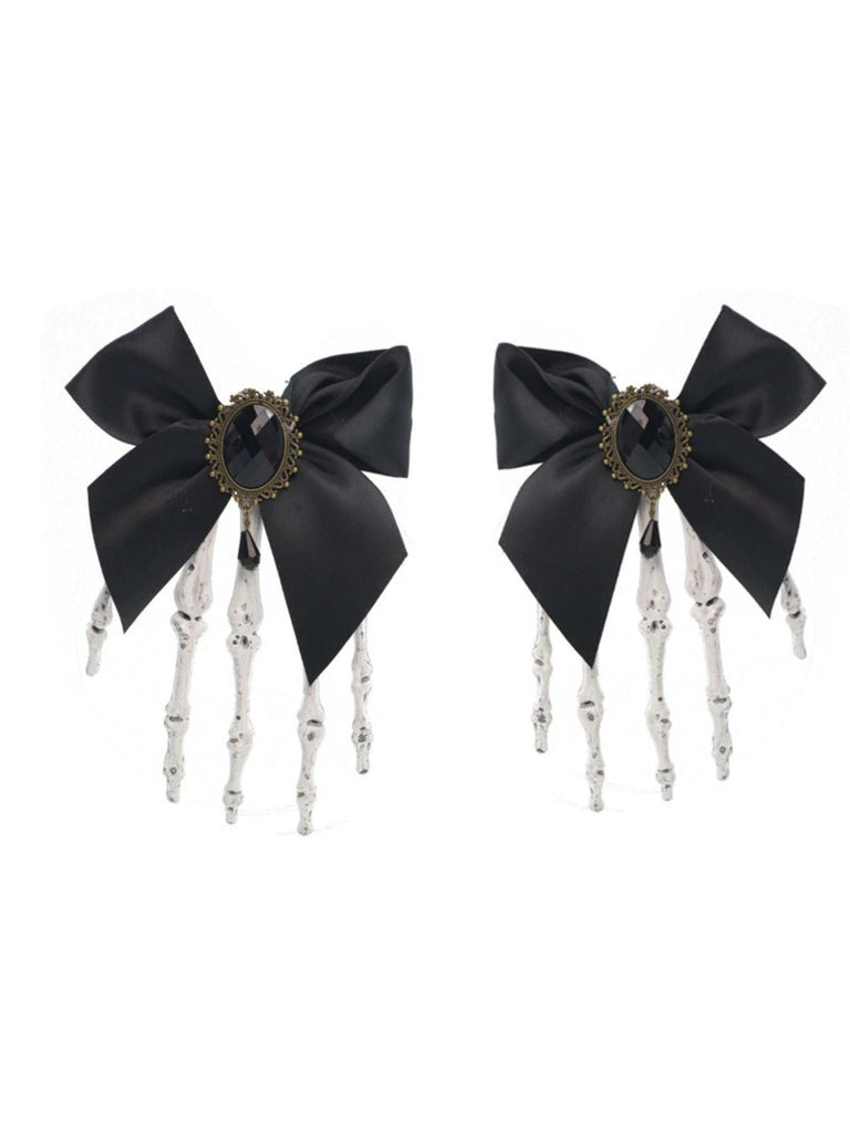 Schwarz Gothic Bogen Skeleton Hand Haarspange
