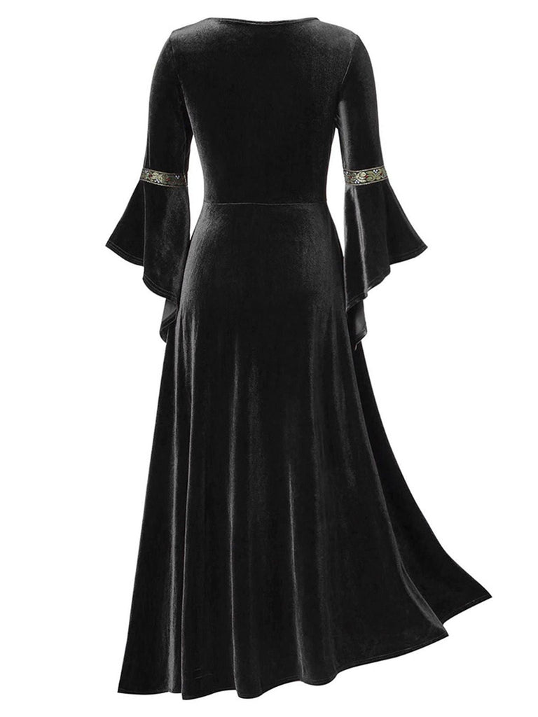 1930er Mittelalterliche Renaissance Samt Schnürung Kleid