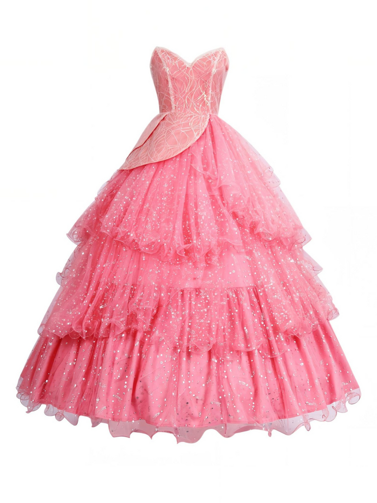 Rosa 1950er Glinda Wicked Glitter Netz Swing Kleid