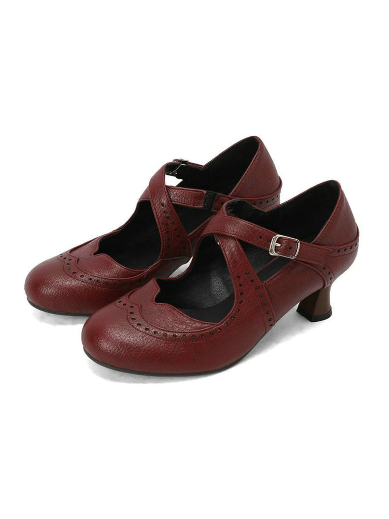Kreuz-Träger Perforiert Mary Jane Heels