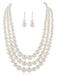 Vintage Mehrreihige Perle Halskette & Ohrring Set
