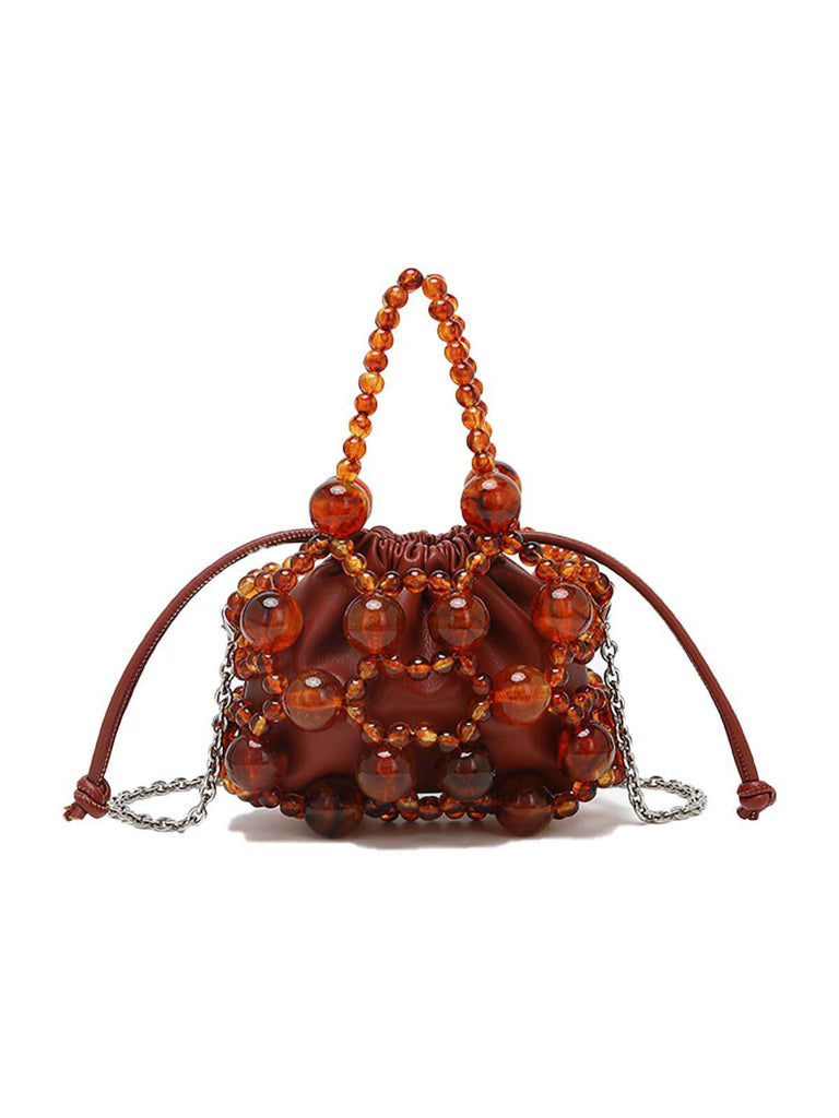 Metallisch Perlen Kordelzug Mini Beutel Tasche