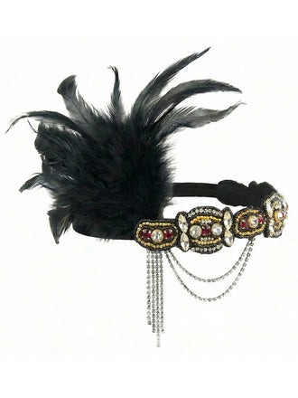 1920er Gatsby Feder Kristall Flapper Stirnband