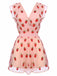 Rosa 1960er Erdbeer Mesh Mini Kleid