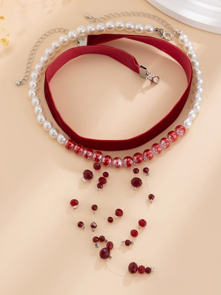 Rot Gothic Vampir Samt Choker Halskette