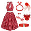 Rot 1950er Polka Dot Halter Kleid Mit Zubehör-Set