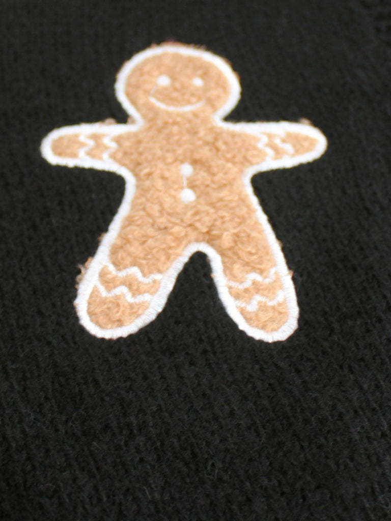 Braun 1960er Weihnachten Lebkuchenmann Kurz Cardigan