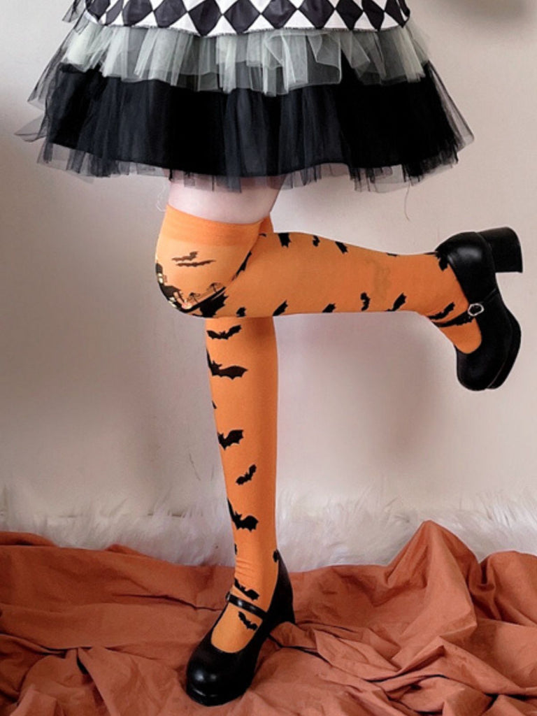 Orange Halloween Schläger Kniehohe Strümpte