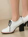 Vintage Leder Schnürung Blockabsatz Schuhe